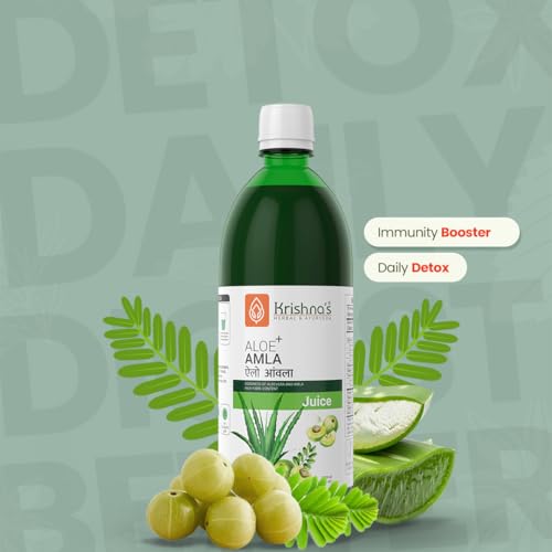 Image of Krishna's Aloe Vera Amla Mix Juice - 1000 ml (Pack of 2) | A Perfect Mix for Healthy Body | For Healthy Hair, Skin, Digestion & Immunity