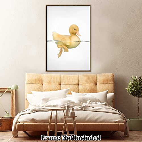 Oitrela Canvas Wall Art Unframe Wall Decor Abstract Yellow Duck In The Water Painting Modern Wall Art Funny Animal Picture Artwork For Walls For Living Room Bedroom Bathroom Decoration 12X18Inch #TOP3