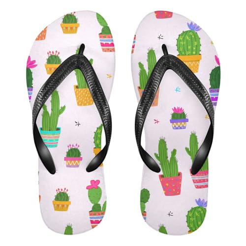 Pink Cactus Flower Flip Flops for Beach Thong Sandals Anti-slip Lightweight Shower Shoes for Indoor Outdoor House