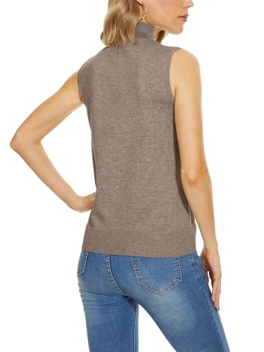 Image of INKOFF Sleeveless Mock Neck Turtleneck Knit Tops Women Dressy Casual Sweater Vest Business Work Tank