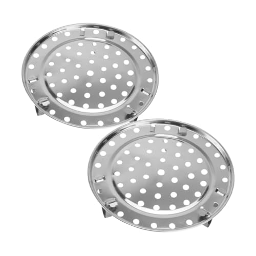 DINHEAROM 2pcs Stainless Steel Steaming Rack Round Steam Basket for Cooking Baking and Serving