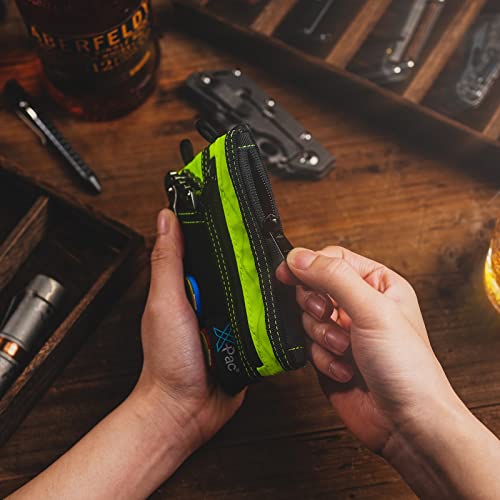 Image of VIPERADE VE18 EDC Pouch, Pocket Organizer for Men, EDC Pocket Organizer, 3 Slots with 2 Zipper Pockets, Multitool Pouch (X-PAC-Hot Lime)