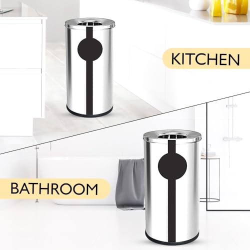 Image of mofna Stainless Steel Ash can Dustbin Trash can Garbage and Paper Bin Round Shape Silver Color Slim and Fingerprint-Proof Finish use for Home,Office,Kitchen (Ashcan 10X24, 30 Liter)