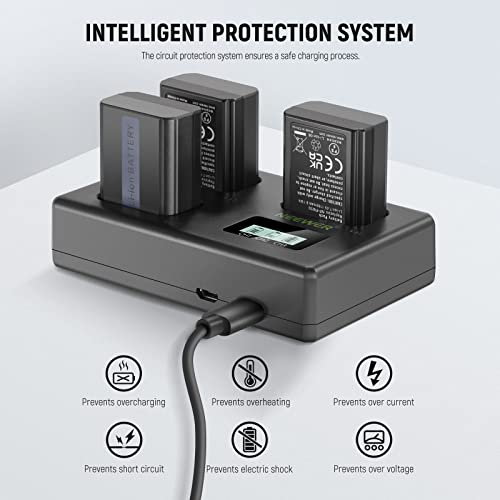 Image of NEEWER Replacement Battery and Charger Set for NP-FW50, 3 Pack Batteries