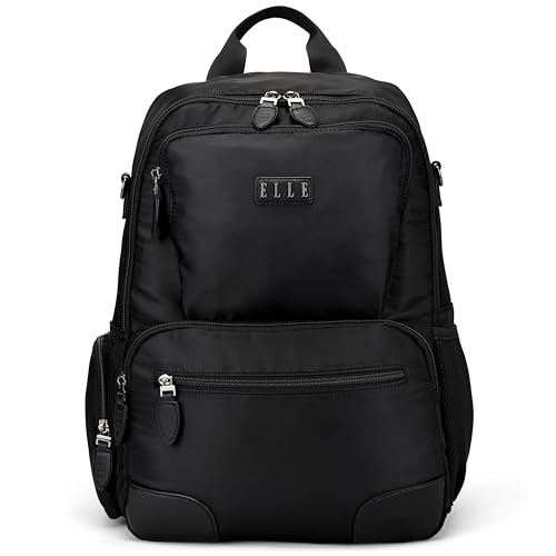 ELLE Voyage 20L Twill and Vegan Leather Backpack | Black
