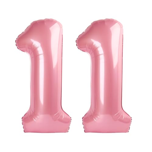 Image of Number Balloons Pearl Pink 11 Balloon 40 inch for 11th Birthday Decorations | Saturated Color, Large 40 in, With Straw & Hanging Hole, For Back-to-School Season, Wedding, Christmas, New Year, Anniversary