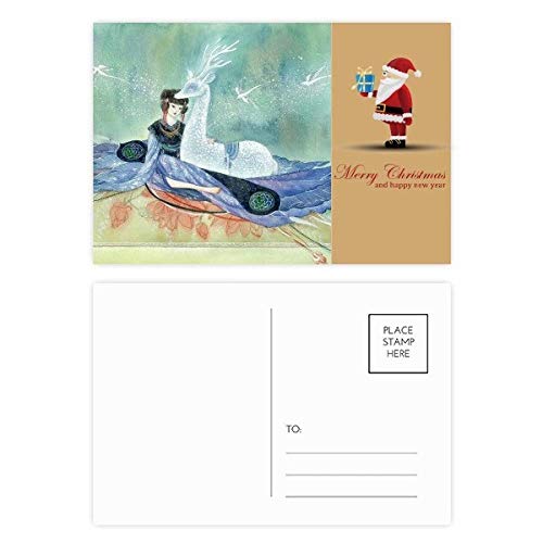 Cartes postales chinoises motif Père Noël lot de 20 White Deer pour vœux de Noël et correspondance