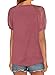 MIHOLL Women's Lace Short Sleeve V Neck Shirts Loose Casual Tops Tee Shirt (Mauve Red, Medium)