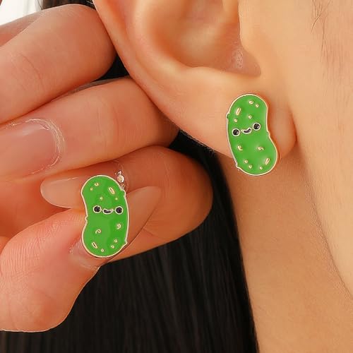 Pickle Earrings For Women, Cute Pickle Enamel Studs Cucumber Funny Statement Trendy For Birthday Daily Emotional Support Jewelry Gifts2