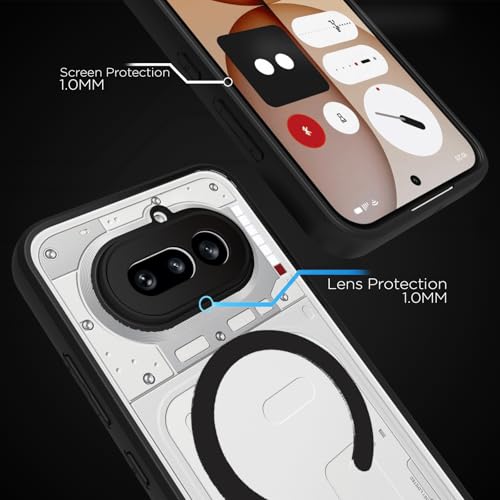 Image of RIGGEAR Shockproof Sleek Hybrid Armor Magnetic Back Cover Case Compatible with MagSafe Accessories for Nothing Phone 4a 5G (Clear PC + Black TPU Bumper)