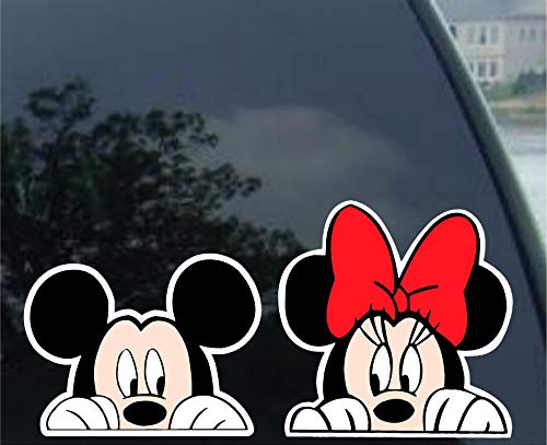 Crawford Graphix Mickey Mouse and Minnie Mouse Combo - Window Sticker for Car, Truck, Motorcycle, Laptop, Ipad, etc (5.5