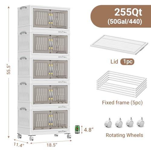 Image of BROVIEW 225Qt Stackable Storage Bins with Lid for Home Dorm, 5Pack White