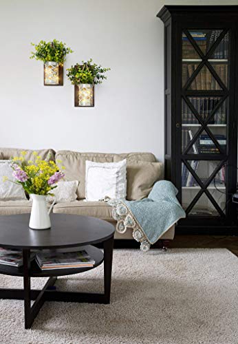 Mkono Mason Jar Sconces Wall Decor Set Of 2 Fairy Lights Wall Hanging Sconces Rustic With Galvanized Vase And Artificial Eucalyptus Farmhouse Sconce Fall Wall Decor For Bedroom Living Room Kitchen #TOP2