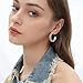 VEDAIM Big Two Tone Stud Earrings for Women Gold & Silver Mixed Earring Chunky C Hoop Earrings Everyday Fashion Jewelry