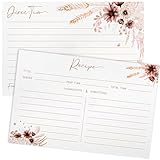 Outus 50 tarjetas de recetas de novia de doble cara, tarjetas de recetas de cocina, tarjetas de recetas simples de flores silvestres, tarjetas de notas para boda, despedida de soltera, granja, 4 x 6