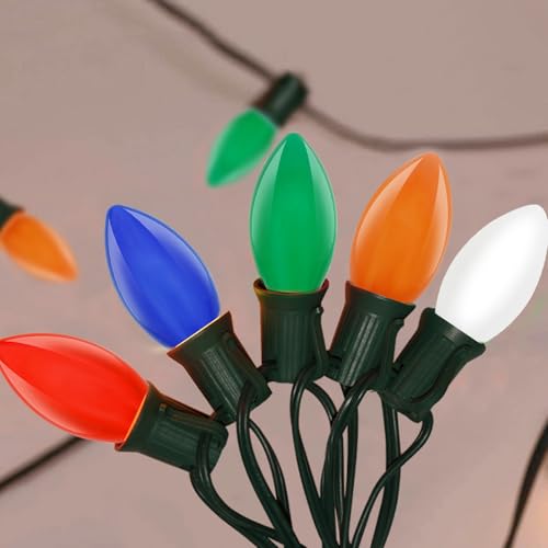 C9 LED Christmas Lights Outdoor 25Ft Outdoor Christmas Decorations String Light Waterproof with 26 C9 LED Multicolor Bulbs, Hanging Vintage Christmas Lights for Patio Roofline Garden Holiday Party by GOOTHY - Used condition - Image 2