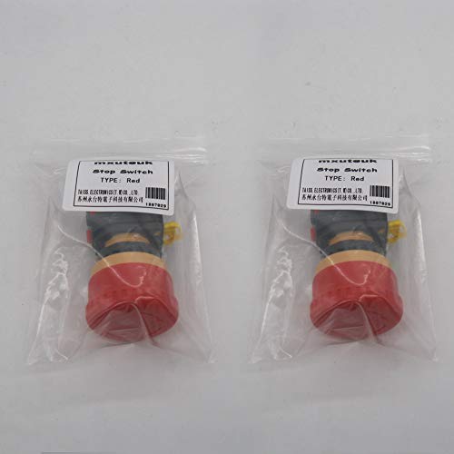 mxuteuk 2pcs 1NC 1NO Red Mushroom Switch AC 660V 22mm Red Mushroom Emergency Stop Push Button Switch with Emergency Stop Sign for Control Circuit ,LA36-11ZS - Image 5