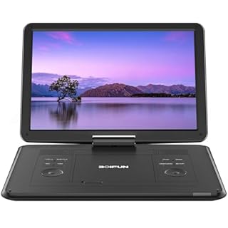 17.5" Portable DVD Player with 15.6" Large HD Swivel Screen, 6 Hours Rechargeable Battery, Support USB/SD Card/Sync TV and Multiple Disc Formats, No Region Restrict, High Volume Speaker, Black