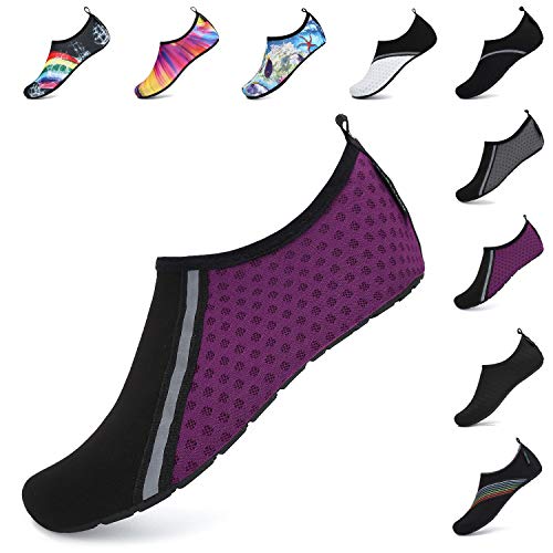 SAGUARO Zapatos Agua Mujer Zapato Calcetin Hombre Deporte Natación Zapatos de Verano Unisex Escarpines Agua Yoga Morado 40/41 EU