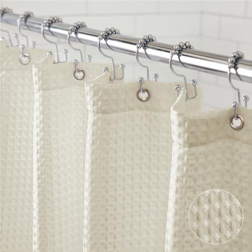 GORILLA GRIP Textured Shower Curtain, Thick Weighted Fabric, Wrin...