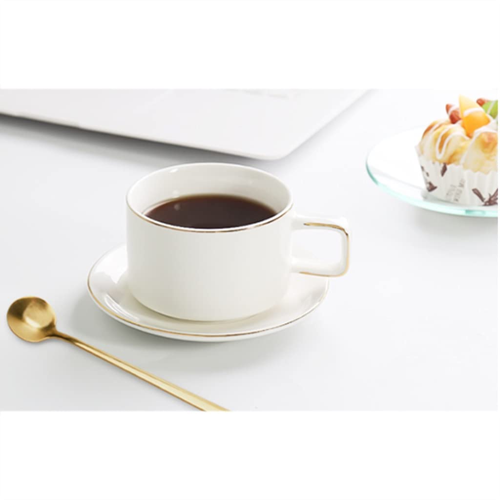 Zestaw filiżanek do herbaty Zestaw filiżanek do herbaty Filiżanki i spodki porcelanowe Łyżeczka do herbaty z uchwytem na filiżanki Filiżanka do kawy Zestaw dek(White-4 pcs)