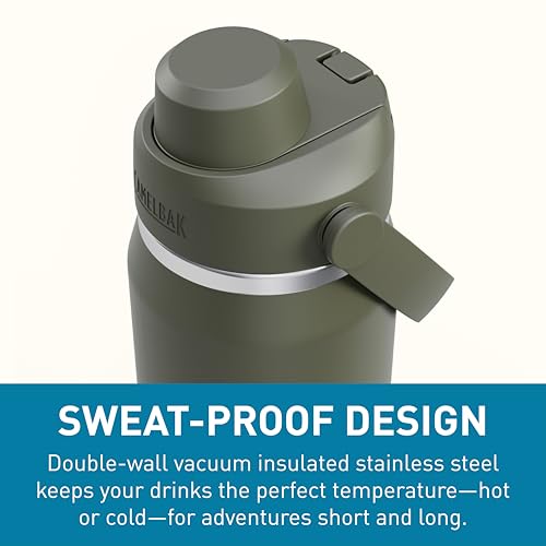 Image of CamelBak Thrive Chug Insulated Stainless Steel Water Bottle, Cold Retention with High Flow Lid for Everyday Hydration and Active Use, 25oz, Moss
