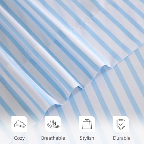 Image of MCO 4Pieces Striped Sheets Set, Breathable King Sheet Set with 16 inch Deep Pocket,Modern & Luxury, Brushed Microfiber Bedding Set(King, Blue Simple)