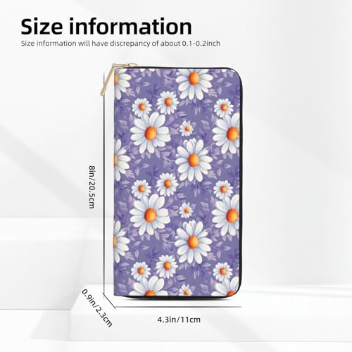 Purple Daisy 1 Print Wallet Women, Leather Bifold Multi Card Wallet, Long Purse Women's Wallets2