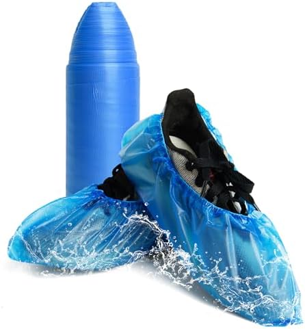 IwIeIaIrI Shoe Covers Disposable Non-Slip 100 Pack (50 Pairs),Booties for Shoes Covers,Point Break Type Plastic Shoe Covers for Indoor Use,Visting,Home Cleaning Blue