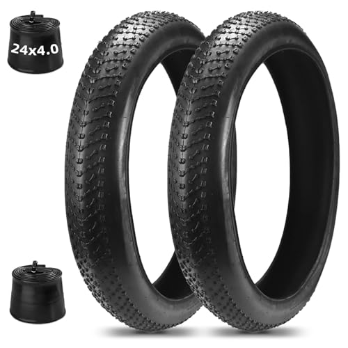 ZXCLTR 20/24/26x4.0 Inch Puncture Proof All Season Tires - Heavy Duty E-Bike Replacement Set with Inner Tubes for Mountain/Snow/Beach Fat Tire Bikes(26x4.0 in)
