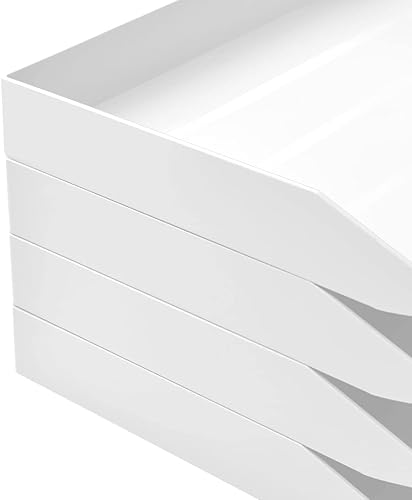 Miniatura 6 de Acrimet Bandeja apilable de 3 niveles de carga lateral de plástico organizador de archivos de escritorio (color blanco)