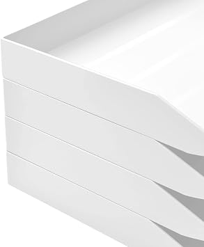 Acrimet 3 Tier Paper Organizer Letter Tray Plastic Stackable Desk File Organizer, Side Load Paper Sorter for Letter/A4 Office File Folder Holder White