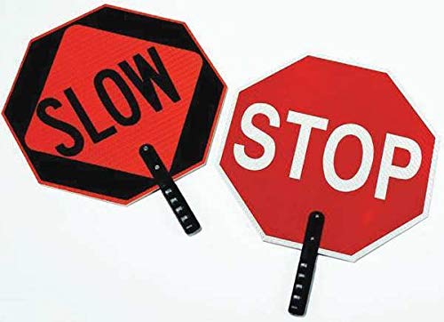 Cortina Safety Products Group 03-851 18'' Red And Orange ABS Plastic Paddle ''STOP/SLOW'' With Engineer Grade Silk-Screen And 9'' Polygrip Handle, English, 39.2704 fl. oz., Plastic, 18