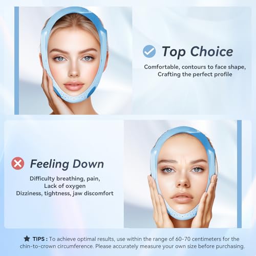 V-Line Face Lifting Mask, Double Chin Reducer Chin Support Strap Face Mask (Baby Blue)