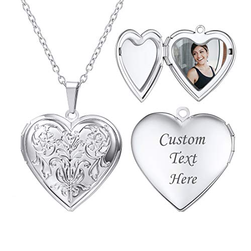 Customized Photo Locket Necklace with Image Inside Platinum Plated Heart Shape Lockets Jewelry Personalized Gift for Women Girls
