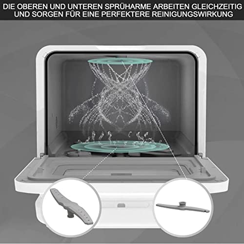 Mini-vaatwasser 45 Cm, Draagbare Topvaatwasser, Met 5 Wasprogramma's, Tafelvaatwasser, 360 ° Bovenste En Onderste… - Afbeelding 4