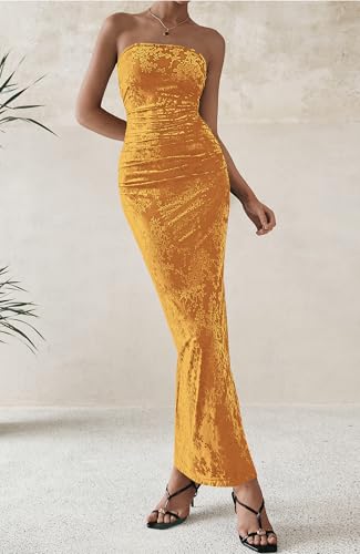 Image of BTFBM Women's Summer Maxi Tube Dress Strapless Side Slit Long Floral Bodycon Dress Elegant Party Cocktail Dresses