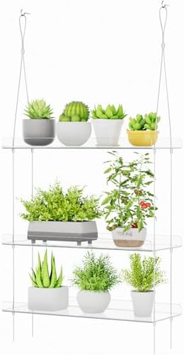 Lifewit 3-Tier Window Plant Shelves 15", Acrylic Adjustable Hangi...