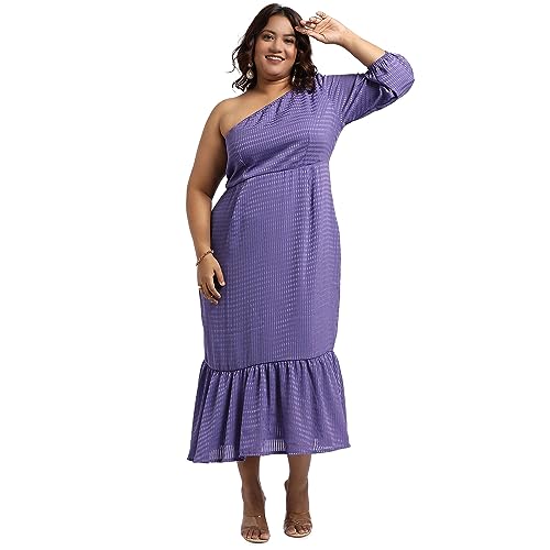 Image of Instafab Plus Women's Dress for Casual Wear | Short Sleeve | Plus-Size Fit | Polyester Fabric | V-Neck Dress Crafted with Comfort Fit for Everyday Wear