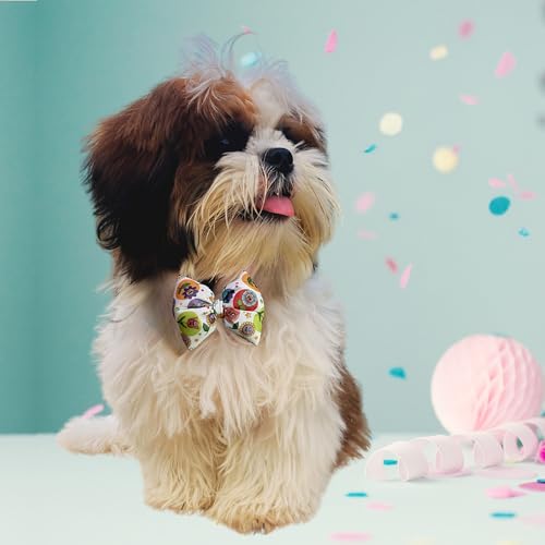 Image of cotton Dog /Cat Bow Tie | Adjustable & Stylish Bow Tie for Small,Medium to Large Dogs & Cats | Festive Pet Bow Tie for Christmas,Birthday and Weddings (Floral Pattern),multicolor,1 Count