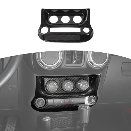 RT-TCZ for Jeep JK Black Carbon Fiber Dash Console A/C Controls Cover Trim Panel for Jeep Wrangler JK JKU 2011-2017 ABS Interior Accessories 1pc