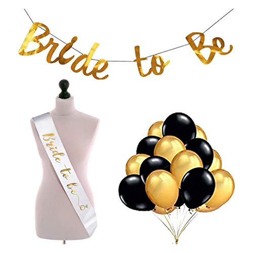 Image of Party Propz Bride to Be Decoration Set - 27 Pcs Bridal Shower Decorations Kit with Bride To Be Banner, Balloon & Sash, Bachelorette Party Props (Latex, Cardstock)