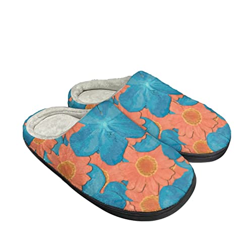 Pantoufles d'hiver antidérapantes imprimé alpaga bleu orange 47/48