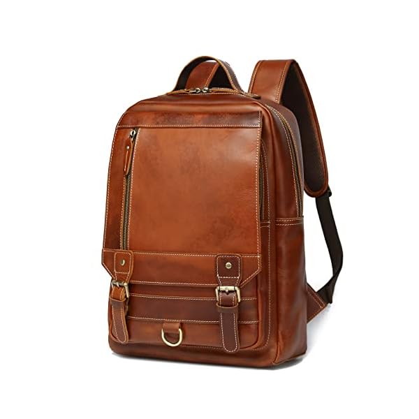 LANNSYNE-Vintage-Genuine-Leather-Backpack-For-Men-Fits-up-to-15-Laptop-Travel-Hiking-Rucksack LANNSYNE Vintage Genuine Leather Backpack For Men Fits up to 15" Laptop Travel Hiking Rucksack