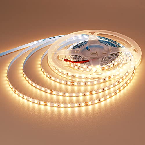 YUNBO LED Strip Lights Warm White 3000K, Narrow 5mm Width LED Tape Lights,2835 SMD 24V High Density 32.8ft 1200 LEDs Flexible Cuttable Indoor Use IP20 for Bedroom Kitchen Cabinet Lighting Decoration
