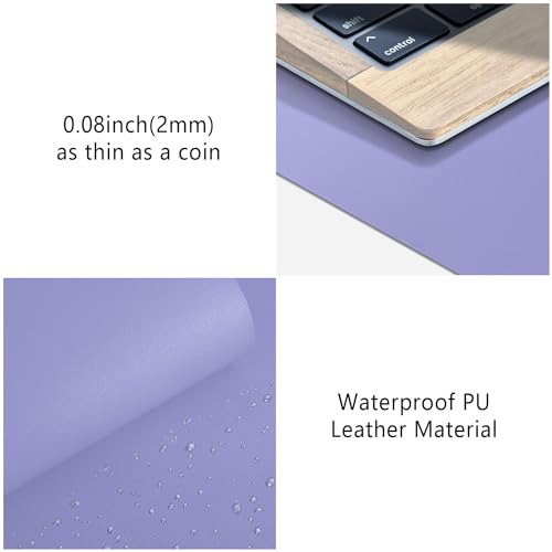 Leather Desk Pad Protector, Mouse Pad, Non-Slip Computer Mat for Desk, PU Leather Office Desk Mat for Home & Office, Waterproof Laptop Desk Blotter for Keyboard and Mouse, Taro Purple (15.7\'\'X31.5\'\')