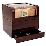 Kavine Cigar Humidors, Top Handcrafted Spanish Cedar Humidor Cigar Box with Bulit in Digital Hygrome