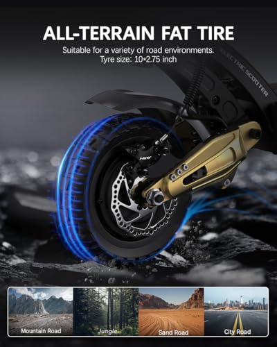OOTD S30 Trottinette Électrique Dual Motor 1200W*2, Trottinette Cross Tout Terrain Batterie 52V 23.4Ah Autonomie 60-100KM,10 Pouces Electric Scooter Pliable Double Frein Hydraulique Double Suspension – vue 3