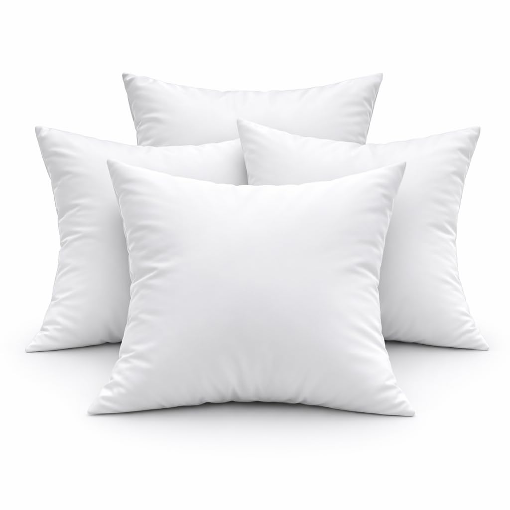 Chilimilii White Hotel Quality Hollow Fibre Cushion Pads, Inners, Inserts, Scatters In Multi Packs, Hypoallergenic Bounce Back Square Cushion Pads (4, 30X30 (75X75cm)
