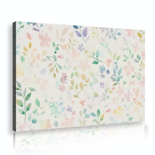 Toile tendue imprimée pastel et fleurs sauvages, grand poster encadré pour une décoration murale